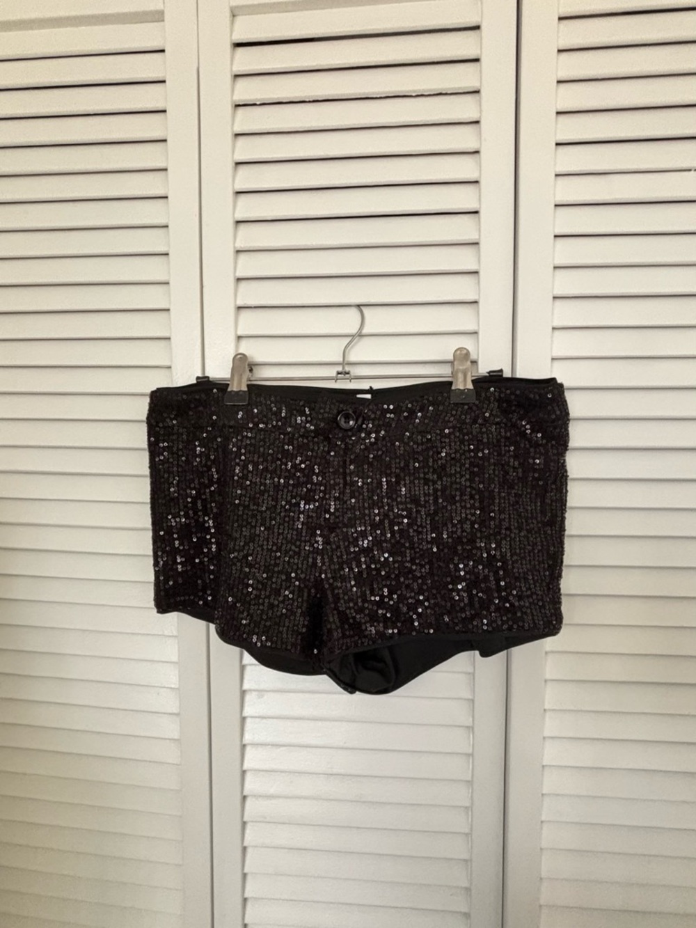 Black Sequin High-Waist Short Shorts
